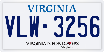 VA license plate VLW3256