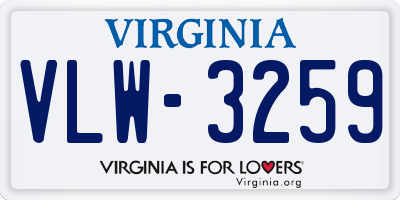 VA license plate VLW3259