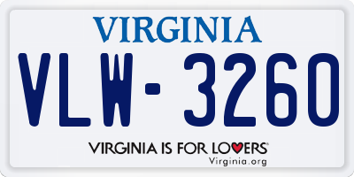 VA license plate VLW3260