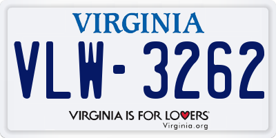 VA license plate VLW3262