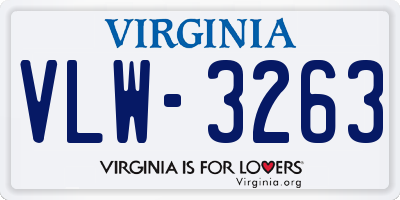 VA license plate VLW3263