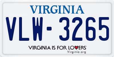 VA license plate VLW3265