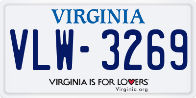 VA license plate VLW3269