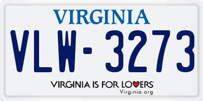 VA license plate VLW3273