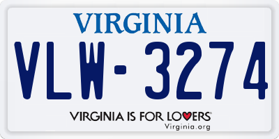 VA license plate VLW3274