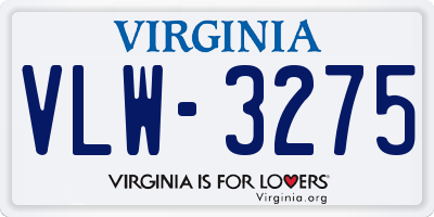 VA license plate VLW3275