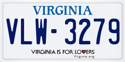 VA license plate VLW3279