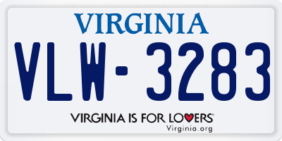 VA license plate VLW3283