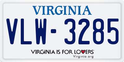 VA license plate VLW3285