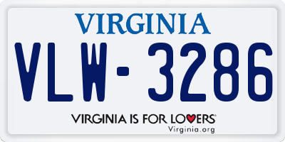 VA license plate VLW3286