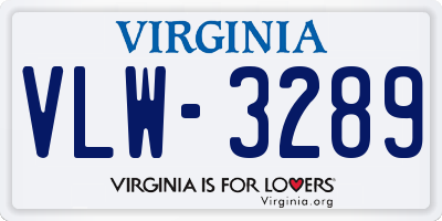 VA license plate VLW3289