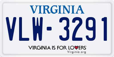 VA license plate VLW3291