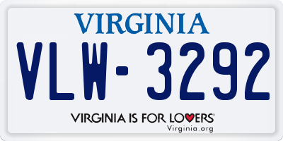 VA license plate VLW3292