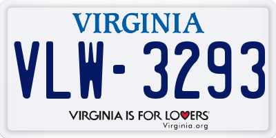 VA license plate VLW3293