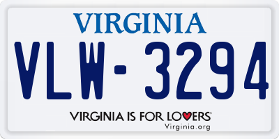 VA license plate VLW3294