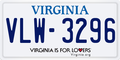 VA license plate VLW3296