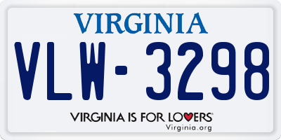 VA license plate VLW3298