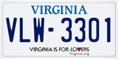 VA license plate VLW3301