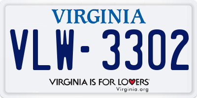 VA license plate VLW3302