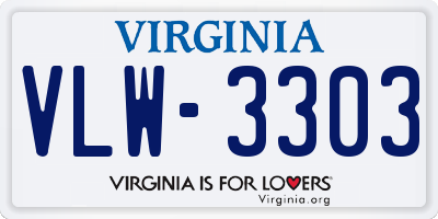 VA license plate VLW3303