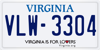 VA license plate VLW3304