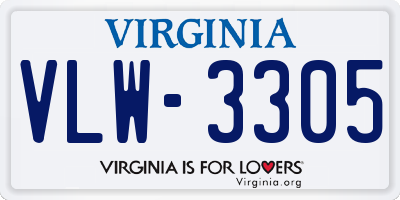 VA license plate VLW3305