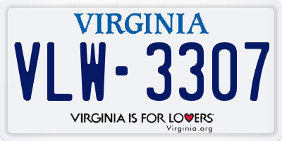 VA license plate VLW3307