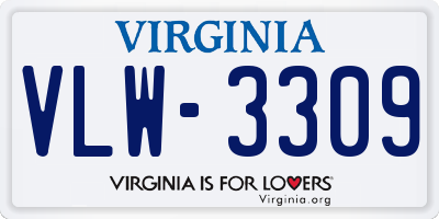 VA license plate VLW3309