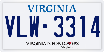 VA license plate VLW3314