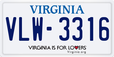 VA license plate VLW3316