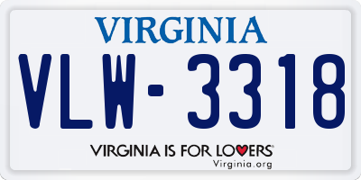 VA license plate VLW3318