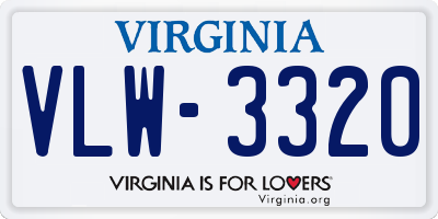 VA license plate VLW3320