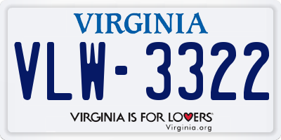 VA license plate VLW3322