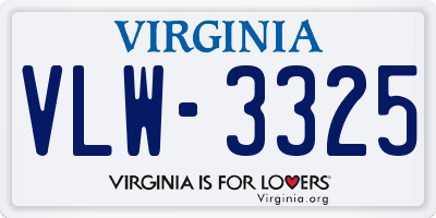 VA license plate VLW3325