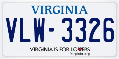 VA license plate VLW3326