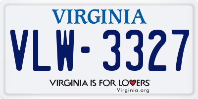 VA license plate VLW3327