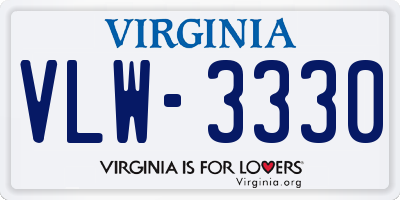 VA license plate VLW3330