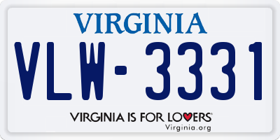 VA license plate VLW3331