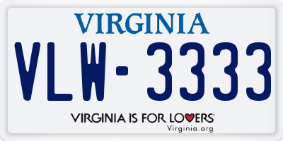 VA license plate VLW3333