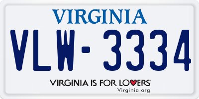 VA license plate VLW3334