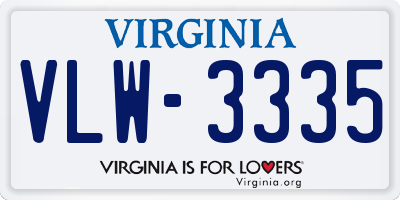 VA license plate VLW3335