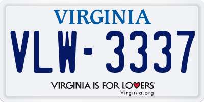 VA license plate VLW3337