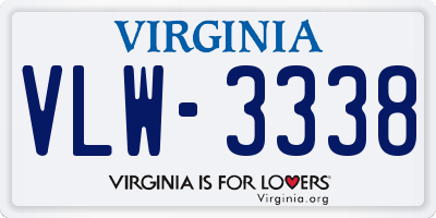 VA license plate VLW3338