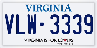 VA license plate VLW3339