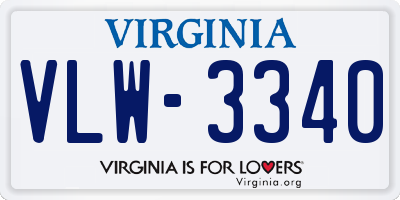 VA license plate VLW3340