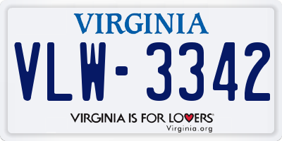 VA license plate VLW3342