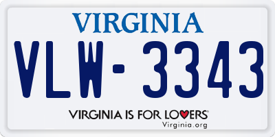 VA license plate VLW3343