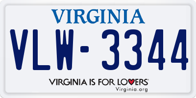 VA license plate VLW3344