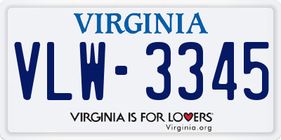 VA license plate VLW3345