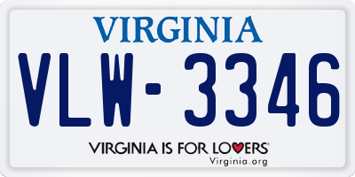 VA license plate VLW3346